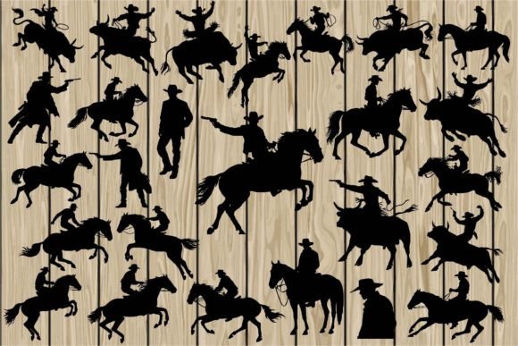 26 Western Cowboy Silhouettes SVG