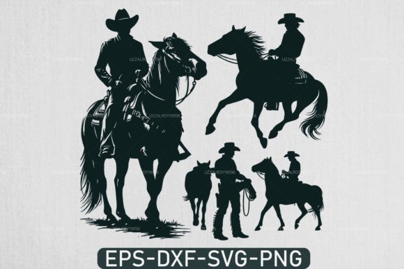 4 Cowboy Vector Bundle , Rodeo Svg